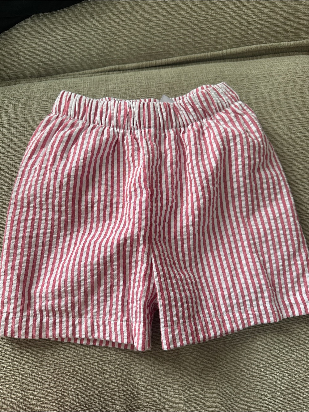 Red and White Striped Seersucker Shorts size 2